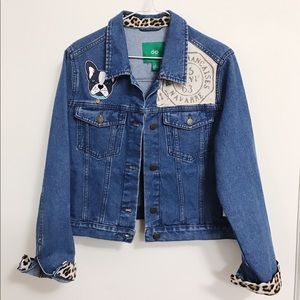 Custom Handmade Jean Jacket - “French Pug”